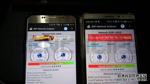 华为Mate 8对比三星Note 5：WIFI速度测试亮了