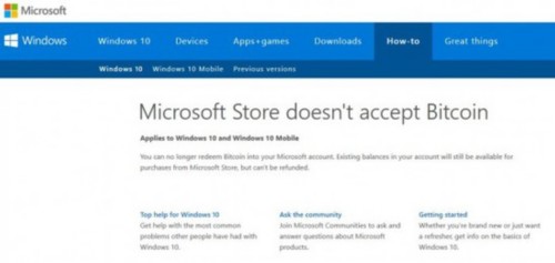 微软在2014 年底曾经大张旗鼓地宣布支持比特币，但是现在，微软已经悄悄地在Windows 10商店中移除支持比特币。微软官方还没有为此给出说法， 但是，微软已经更新了Windows应用商店常见问题。