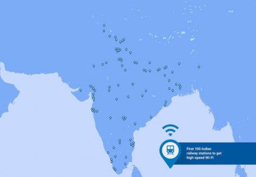 截止到 2016 年，Google 需要覆盖 Wi-Fi 的 100 家火车站地图