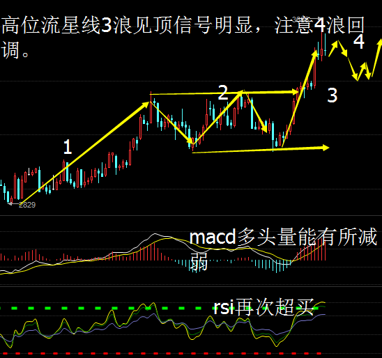 日线上看，均线系统多头排列，k线价格有三浪走势雏形，突破45美元一线，三两将会扩大涨幅，按照黄金分割来测算三浪目标会在50美元附近。所以日线总体维持低多思路，在突破45美元后会加大多头的进攻力度，短线投资者围绕5日线低多为主，一旦跌破5日线，改变短线思路，中线朋友可以继续持有，45美元附近适当减仓。