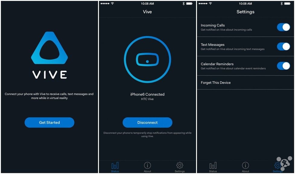 iOS 版 HTC Vive 应用现已登陆 App Store，免费下载使用，iPhone 用户在安装后可通过蓝牙与 HTC Vive 建立连接，然后即可在虚拟现实环境中实现接听电话，查看信息和日历活动等功能。据了解，HTC Vive 本身还需要一台配置较高的 PC 才能运行，显卡至少 GTX 970 或 R9 290 起步。