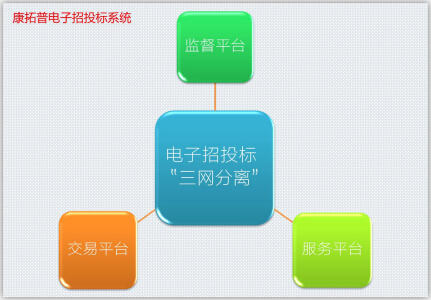 根据“三网分离”平台分工，电子招投标交易平台主要负责基础数据管理、招投标工作管理、评标工作管理;电子招投标监管平台负责招标项目审核，招标过程监督;电子招标服务平台主要作为招投标工作的对外门户，负责信息发布。如果涉及投标人的相关平台操作，需通过服务平台关联至交易平台完成。