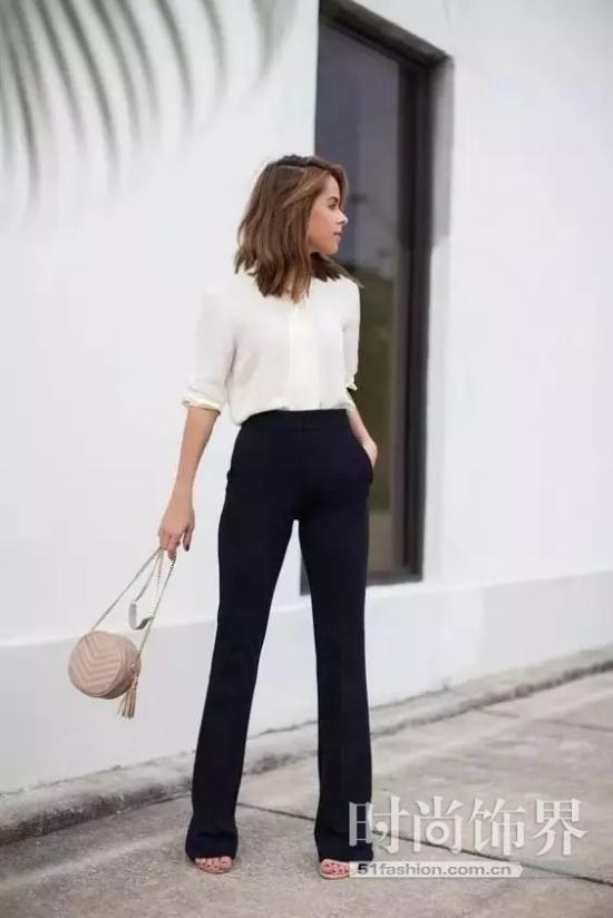 一件简单的纯色上衣搭配纯色铅笔裤，不花俏不复杂，看起来舒舒服服又耐看。