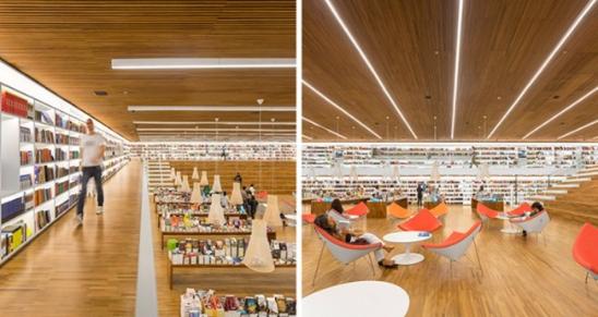 是书店，也是一个以书聚友的场所 ，这是圣保罗 Livraria Cultura 书店及设计团队 Studio MK27 的设计主旨，它不仅是一个购书商店，更希望能引人停留、引人常往，读者既能在这里找到喜欢的一本书，更能在此肆意阅读。起始层是丰富的音像制品，一组自动扶梯通往稍稍高出的中间层，里面有玩具及漫画书。