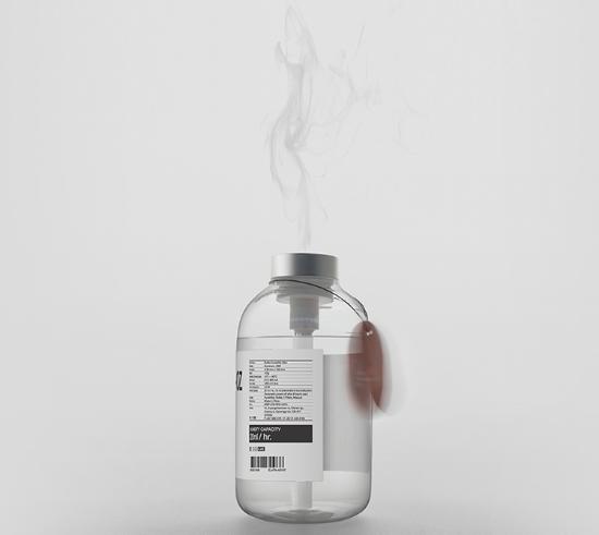 入眼的第一感觉， Bottle Mini 一定给你带来了「盐水瓶」的浓浓即视感，然而在许多细节上却又与「盐水瓶」有着截然不同的美感。事实上，韩国设计公司 Eleven Plus 正是以朴素平凡的盐水瓶为灵感，带来了这款格调不俗的输液型小瓶加湿器，让盐水瓶瞬间变成极富设计感的作品。