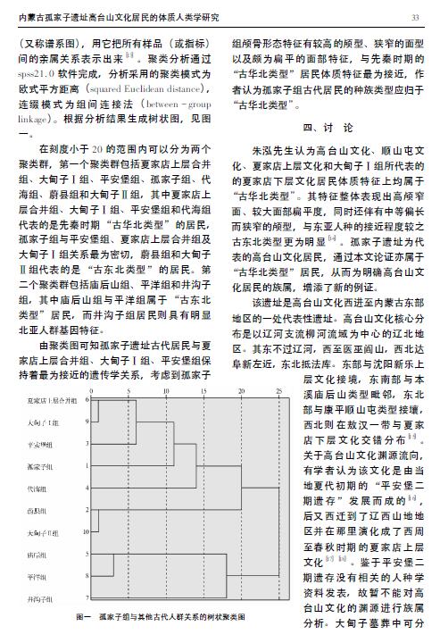 内蒙古孤家子遗址高台山文化居民的体质人类学研究