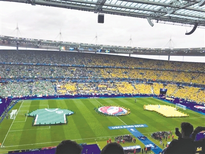 欧洲杯瑞典与爱尔兰比赛现场。