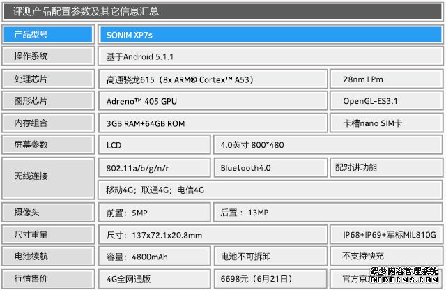 超三防/强续航 SONIM XP7s全面评测 