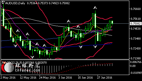 (澳元/美元日线图 来源：环球外汇)