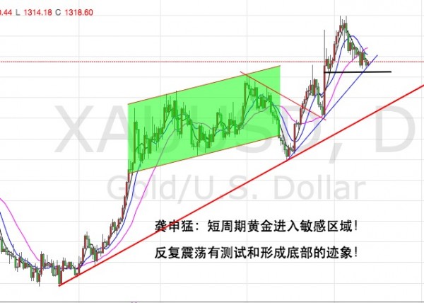 龚申猛：黄金呈现筑底迹象，放弃空头谨慎低多操作！