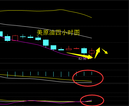 昨日油价收阴，且最低点已破43美元。今日再次破位43美元，在43美元下方交投。从日线上看布林带继续下行，油价在布林触及布林下轨，MACD和KDJ指标都呈下行趋势；而从四小时图上看，油价在欧盘开盘后再次破位43美元下方，触及布林下轨，MACD双线下行，绿柱逐量运行，KDJ在超买区三线缠绕，微幅向下。