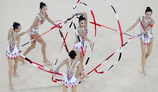 8月20日，中国选手在集体五带比赛中。 当日，<a href=