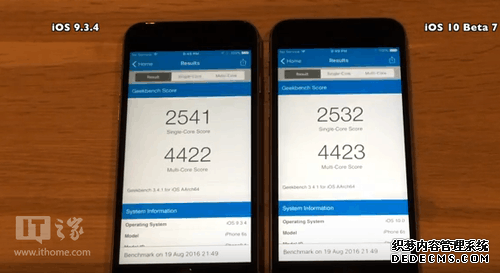 苹果iOS9.3.4与iOS10开发者预览版Beta7运行速度对比