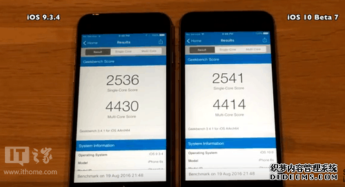 苹果iOS9.3.4与iOS10开发者预览版Beta7运行速度对比