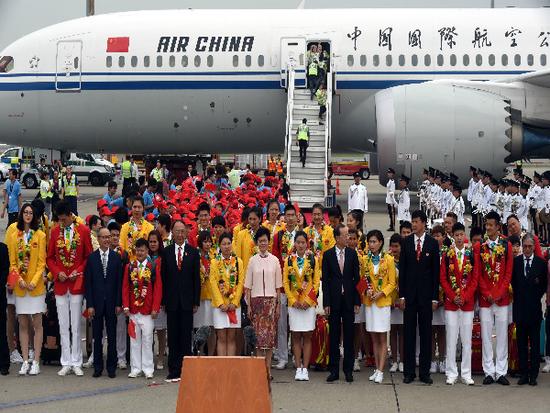 内地奥运精英代表团一行64人抵达香港国际机场 j2开奖直播记者卢炳辉摄