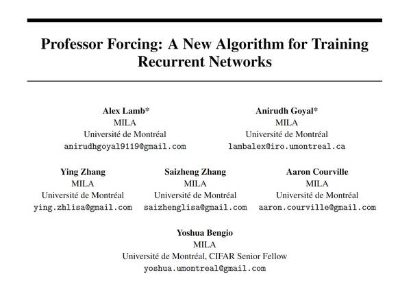 wzatv:【j2开奖】学界 | Yoshua Bengio最新论文：一种用于训练循环网络的新算法Professor Forcing