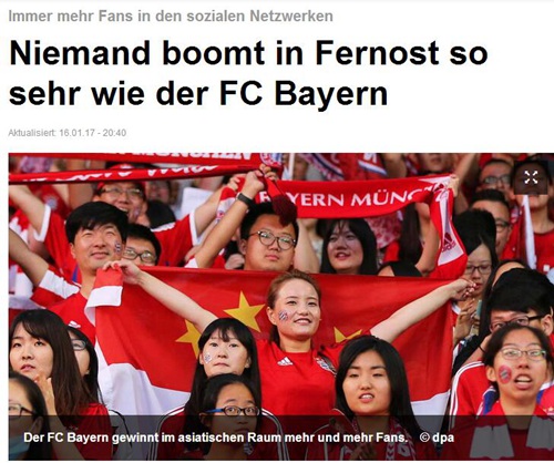 慕尼黑日报：拜仁在华人气超高 酝酿今夏中国行