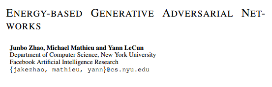 报码:【图】LeCun 提出基于能量的生成对抗网络，ICLR