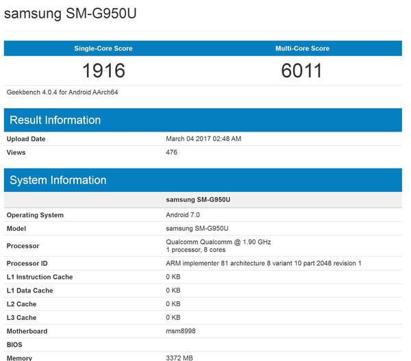 【j2开奖】三星S8跑分再曝：骁龙835+4GB运存，成绩略逊于S8+