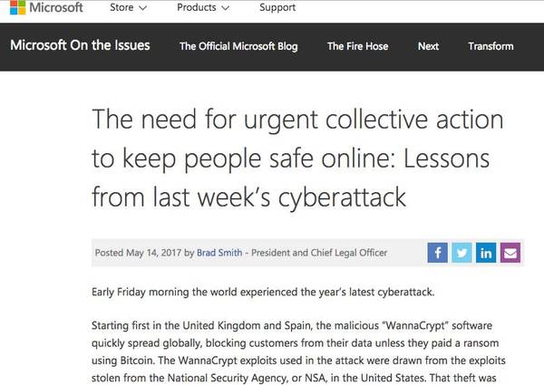 码报:【j2开奖】微软总裁怒怼美国国家安全局！勒索软件竟然是偷出来的！