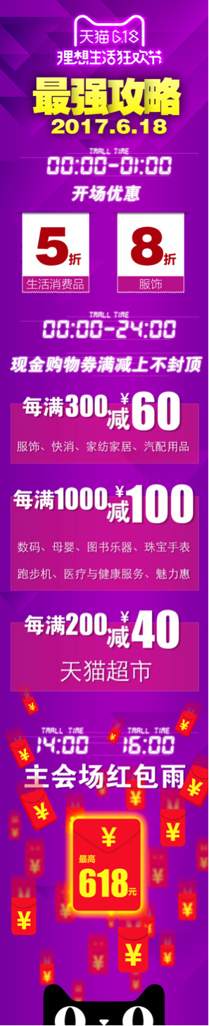 码报:天猫618当天放优惠大招：每满300就减60上不封顶